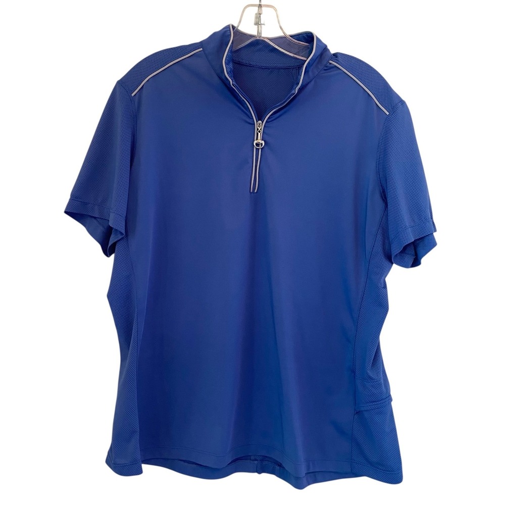 Chestnut Bay Performance Rider SkyCool Short Sleeve Shirt XL Blue Equestrian
